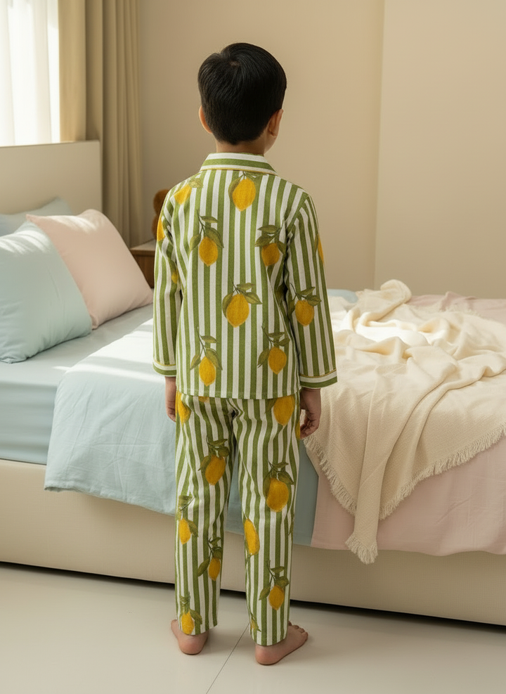 Kids Night Suits Mango Print on Green