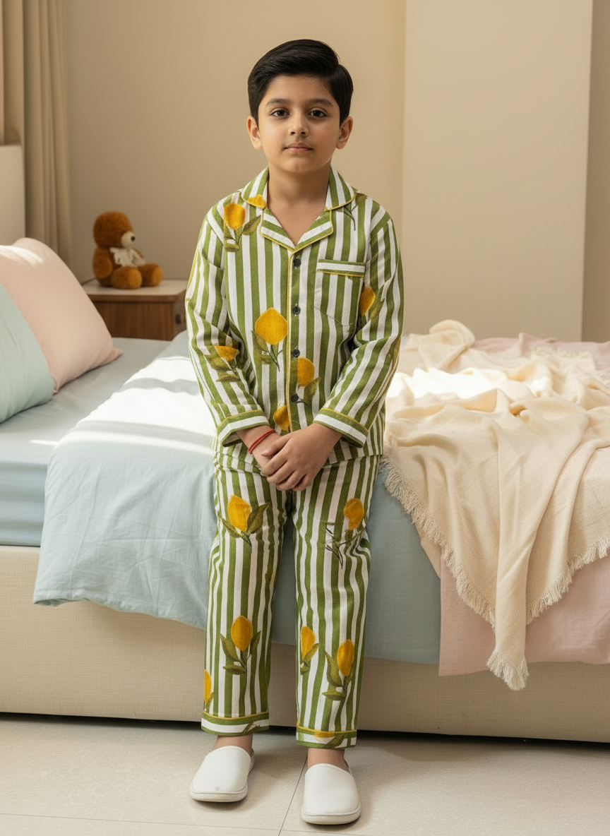 Kids Night Suits Mango Print on Green