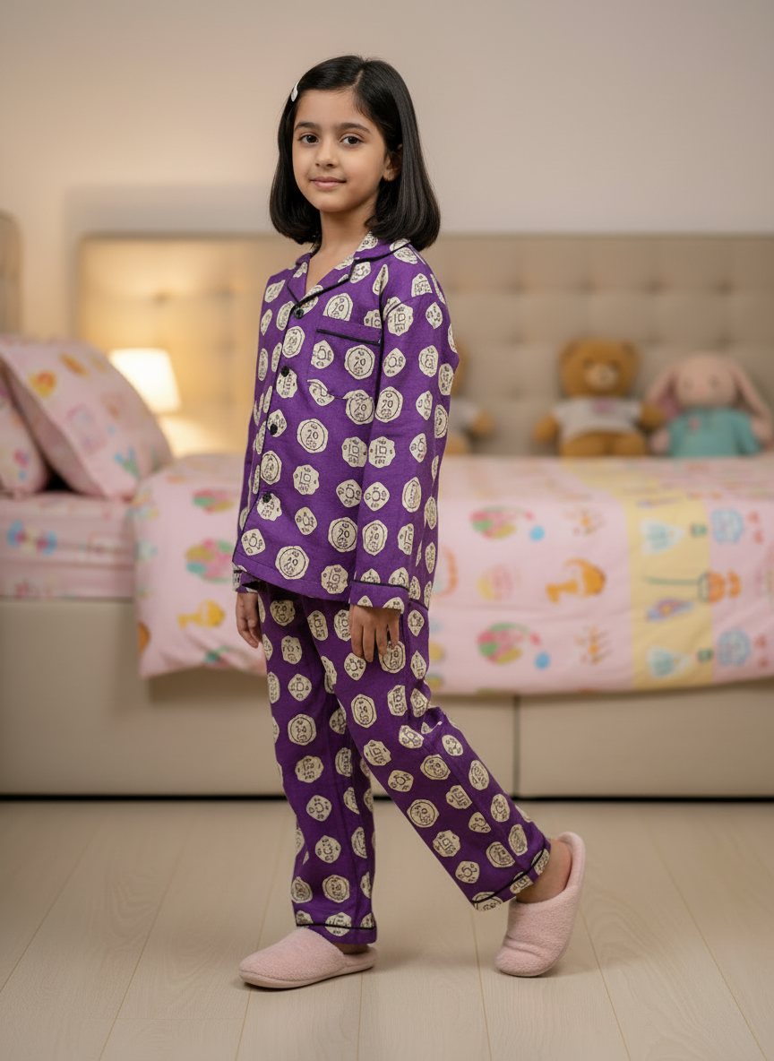 Coin Print Kids Night Suits
