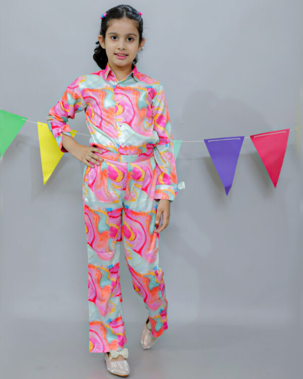 multicolor Digital printed co-ord set, designer shirt and pant